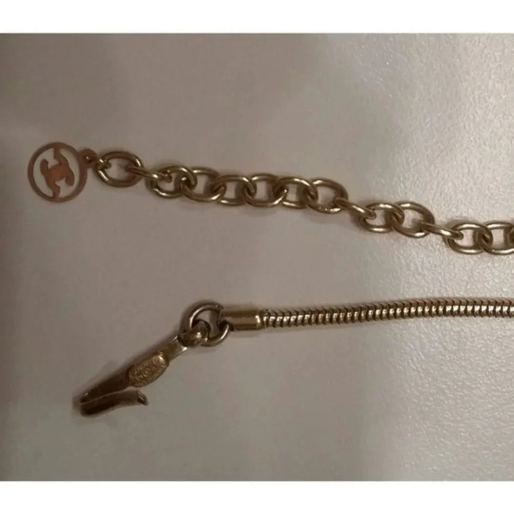 Vintage Authentic Chanel Logo Necklace &  Square Clip Earrings Set ~ Signature